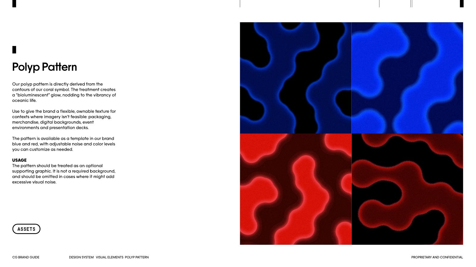 Brand guidelines page with the vision: A world revived. From the reef up.