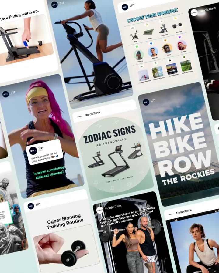 A wall of iFIT and NordicTrack social posts