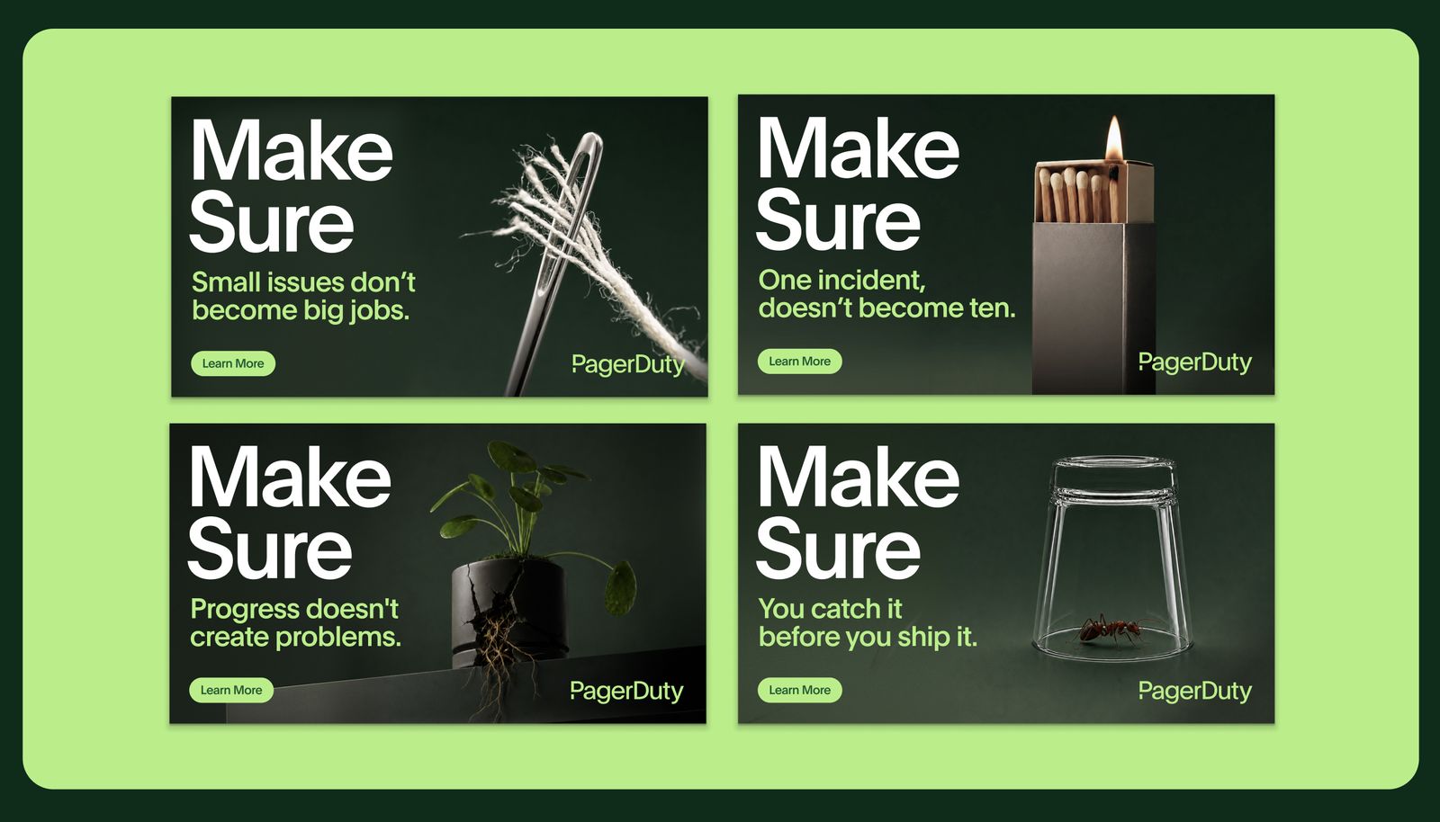 Four digital banners from the Make Sure campaign
